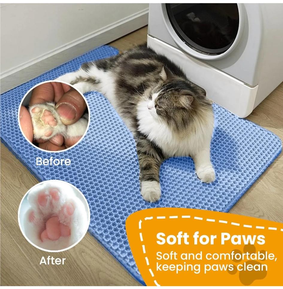 Tappetino per lettiera per gatti a doppio strato Antiscivolo per animali domestici Grande Tappetino filtrante per lettiera per animali domestici Resistente all'usura Impermeabile Antiscivolo Tappetino per lettiera per gatti