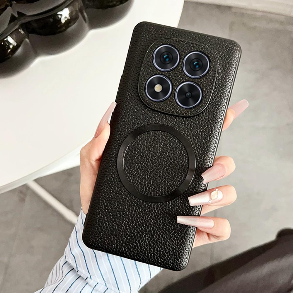 For Xiaomi Redmi Note 14 Pro 5G/Poco X7 5G Case Compatible with MagSafe PU Leather+TPU Phone Back Cover