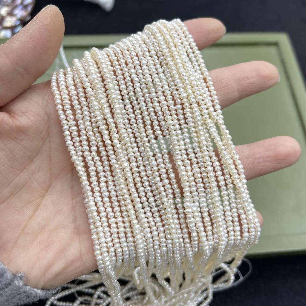 1 Strand Natural White Potato Freshwater Pearl Beads 2-2.5mm 36cm Tiny Side Drilled Mini Loose Pearls For DIY Bracelet Necklace Jewelry Making