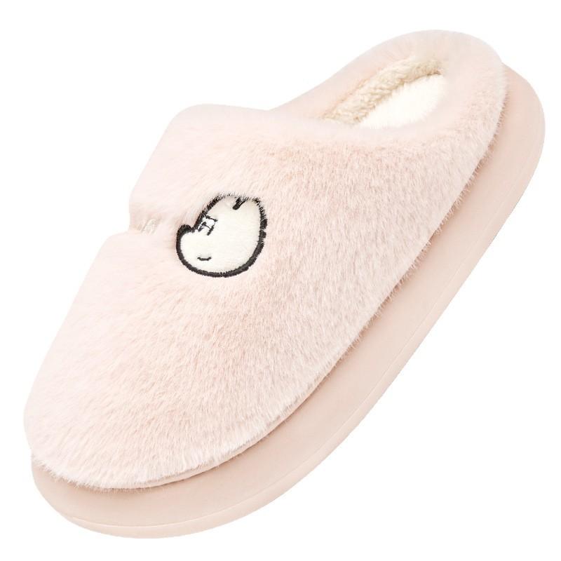 Cotton slippers winter 2025 new indoor home cute thick bottom plush warm couple plush slippers