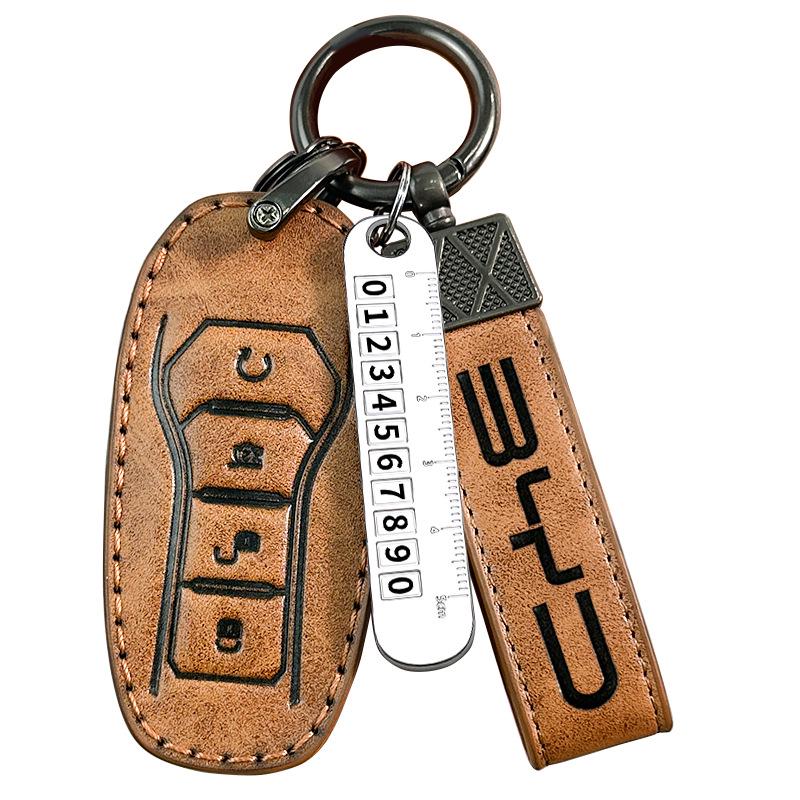 BYD Car Key Cover for Song Pro, Tang, Han DMI, Qin Plus, Dolphin, Seagull - Premium Bag & Buckle