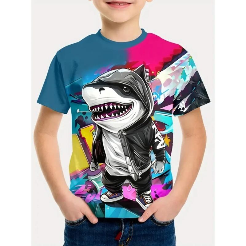 

3D Printed Funny Shark T Shirt Marine Animal Child Pattern Tees Summer Round Neck Tops Kids Short Sleeve T-Shirts 170