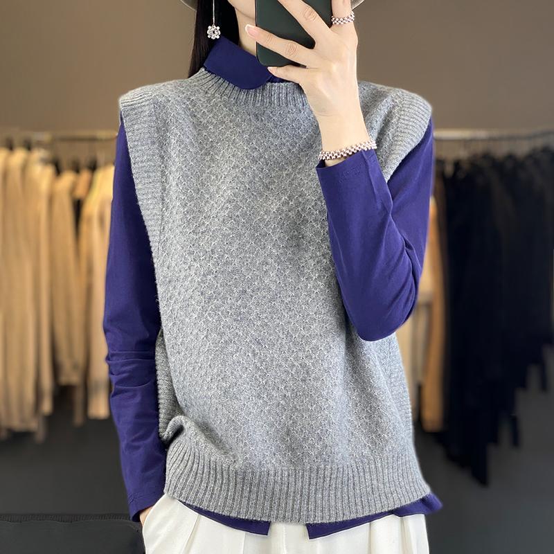 Women's Cashmere Vest Qinghe Cashmere 30% Cashmere 70% Wool Women's Autumn and Winter Cashmere Vest Soft and Warm