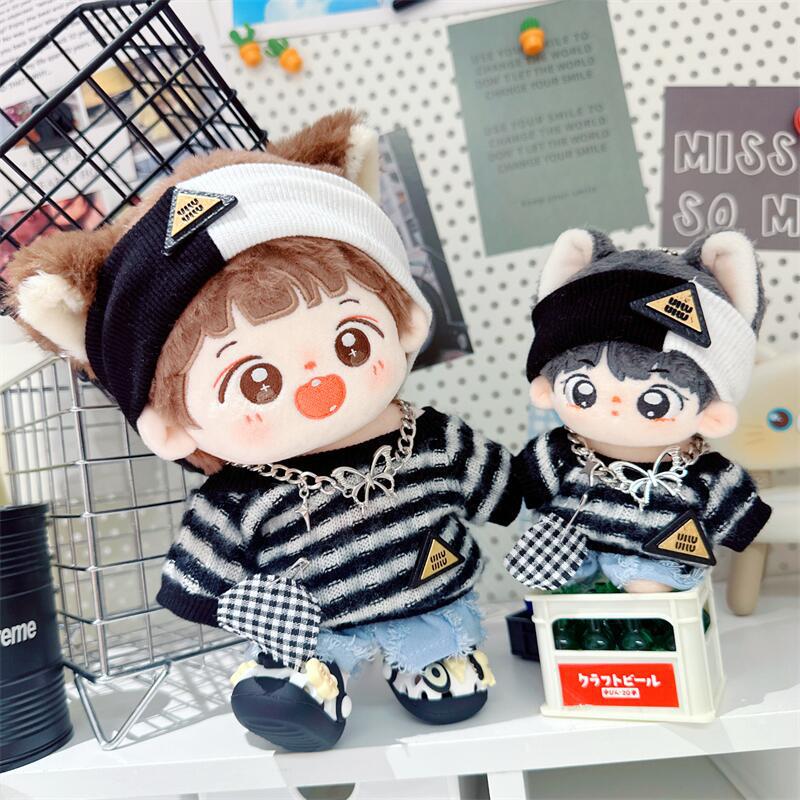 Black & Frost White Sweater Pullover for 10cm-20cm Dolls - Cool Boy Style Cotton Outfit