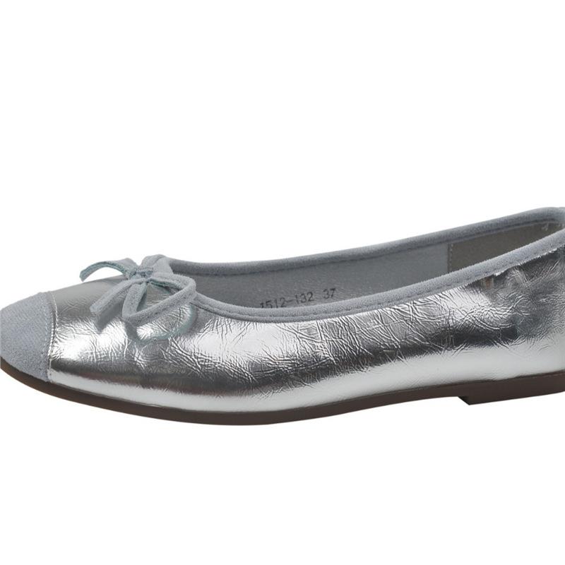 Gentle flat-soled evening shoes French silver new Chinese single shoes women's Doudou shoes new spring and summer soft-soled ballet shoes