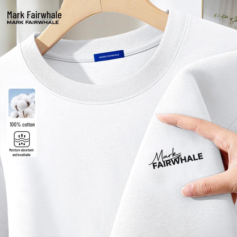 MARK FAIRWHALE Men s 200G Heavyweight Letter Print Cotton T-Shirt