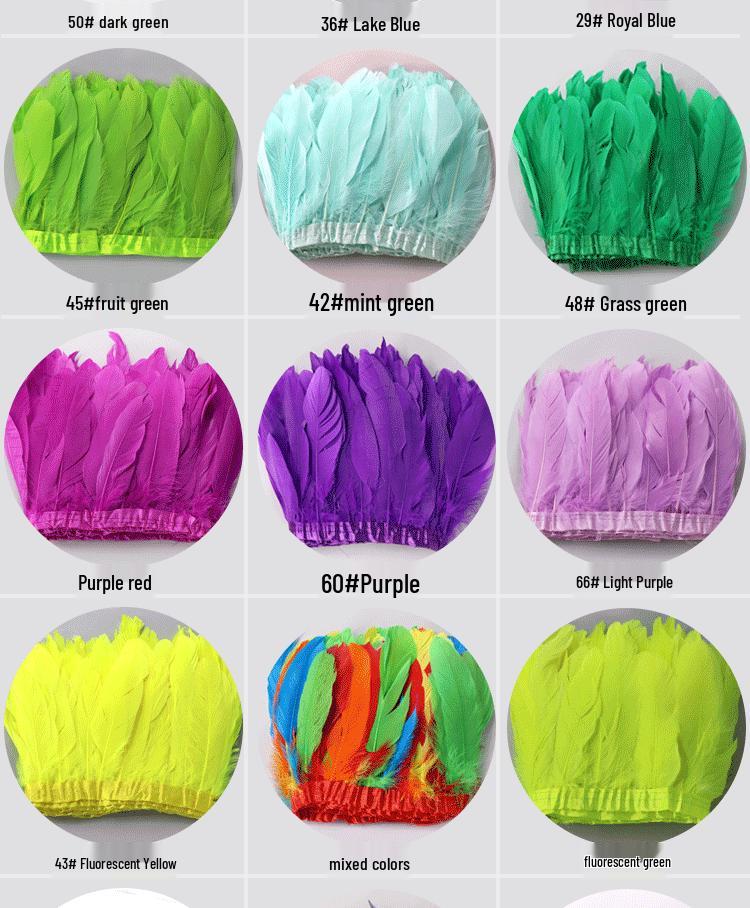 Flowing Fabric Strips & Colored Goose Feather Ribbon for Wedding Dress DIY and Crafting Accessories
