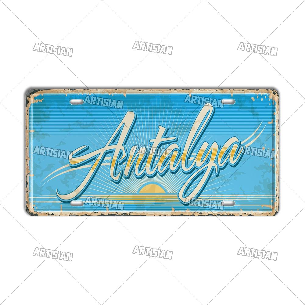 TURKEY Landmark License Plate Turkiye City Decorative Vehicle Plate Metal Tin Plaque Wall Decor Garage Bar Pub Club
