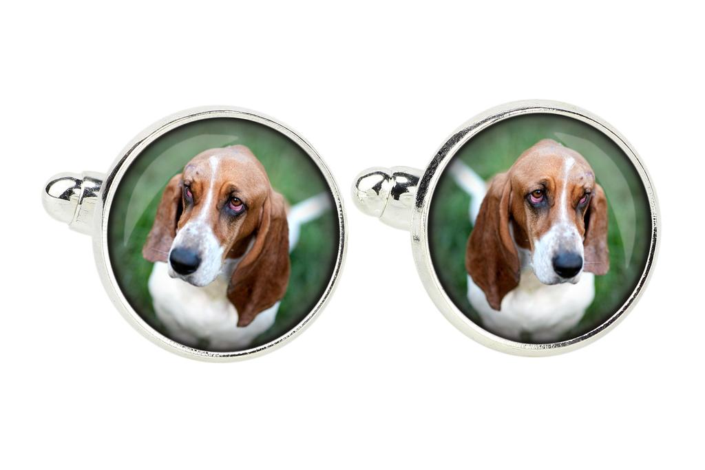 Basset Hound - Manschettenknöpfe in einer Box, handgefertigter Schmuck, Produkt der Marke Art-Dog