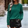 Loose Knitted Sweater Women Long Sleeve O Neck Autumn Winter Solid Color Tops