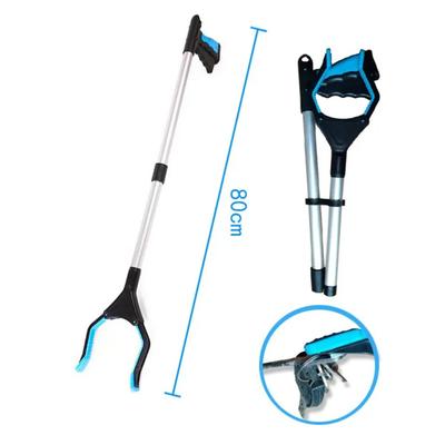 Foldable Garbage Clip Extension Clamp 32 Inch Extra Long Foldable Pick Up Stick with Grip Magnetic 360°Rotating Anti-Slip Jaw