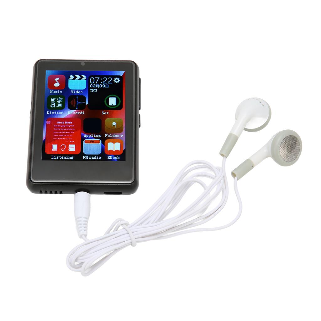 MP3 Player Bluetooth 5.0 Support FM Radio 2.4inch Full Touch Screen HD Noise Reduction Portable MP3 Music Player Black
