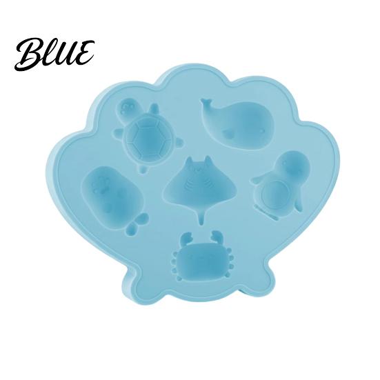 Baby Safe Ice Cube Mold Ocean Animal Silicone Tray Food-Grade Flexible for Seashell Turtle Whale Shapes Easy-Release Fun Maker Cocktails Home