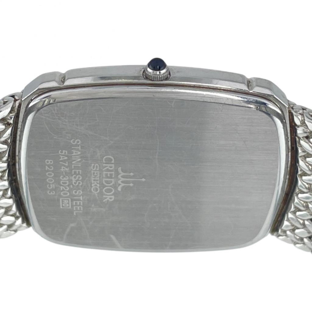 Seiko CREDOR Watches 5A74-3D20 WhiteDial Stainless Steel Quartz Analog Display Mens Used