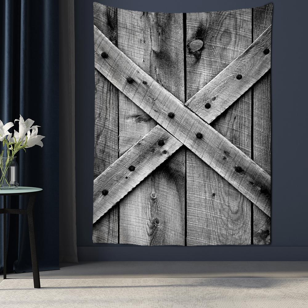 Gray Retro Wooden Door Tapestry Wall Hanging Abstract Art Hippie Tapez Psychedelic Witchcraft Dormitory Home Decor