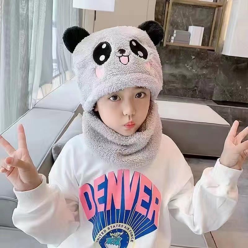 Winter children's hat cute cartoon panda plush hat boys and girls thick warm ear protection hat baby headband hat