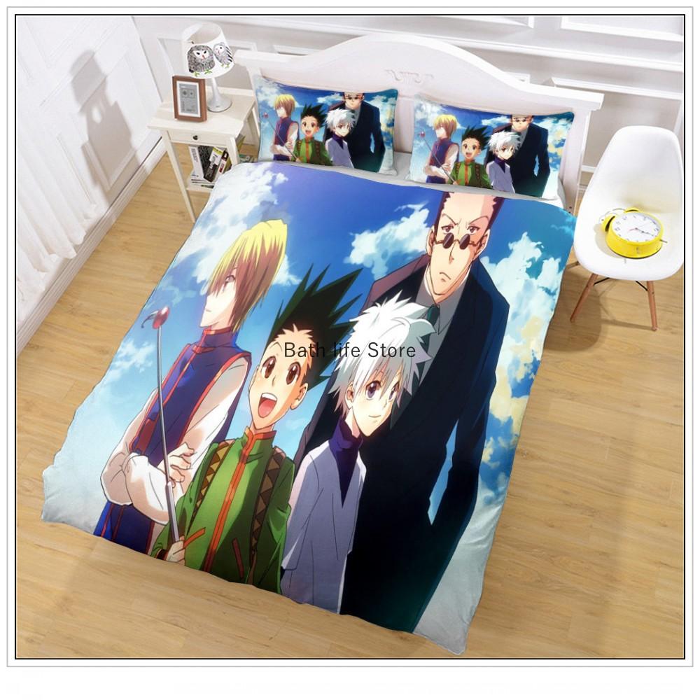 3D-Druck Anime Hunter X Hunter Bettwäsche-Set Hisoka Killua Zoldyck Charakter Cartoon Bettbezug-Set 2/3 Teile Geschenk für Kinder Jungen