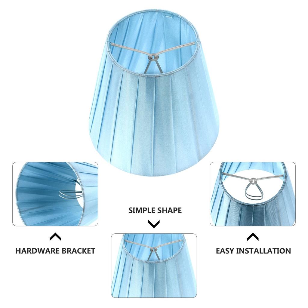 Fabric Lampshade Cover Modern Style Bedroom Nightstand Blue Pleated Office Burlap Light Accessory Sturdy Practical Easy Install