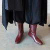 Korean version of fashionable simple sleeve temperament boots 2025 autumn and winter new square head low heel one pedal casual Chelsea boots