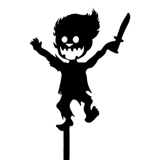Halloween Garden Stake Metal Art Flying Witch Sign Skeleton Zombie
