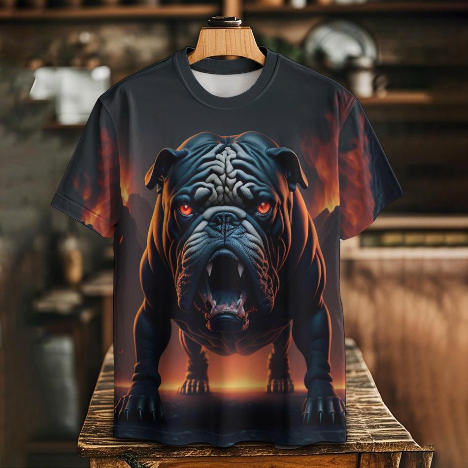 Summer Round Neck 3D Animal Print Top Fashionable Casual Short Sleeved Men's T-shirts