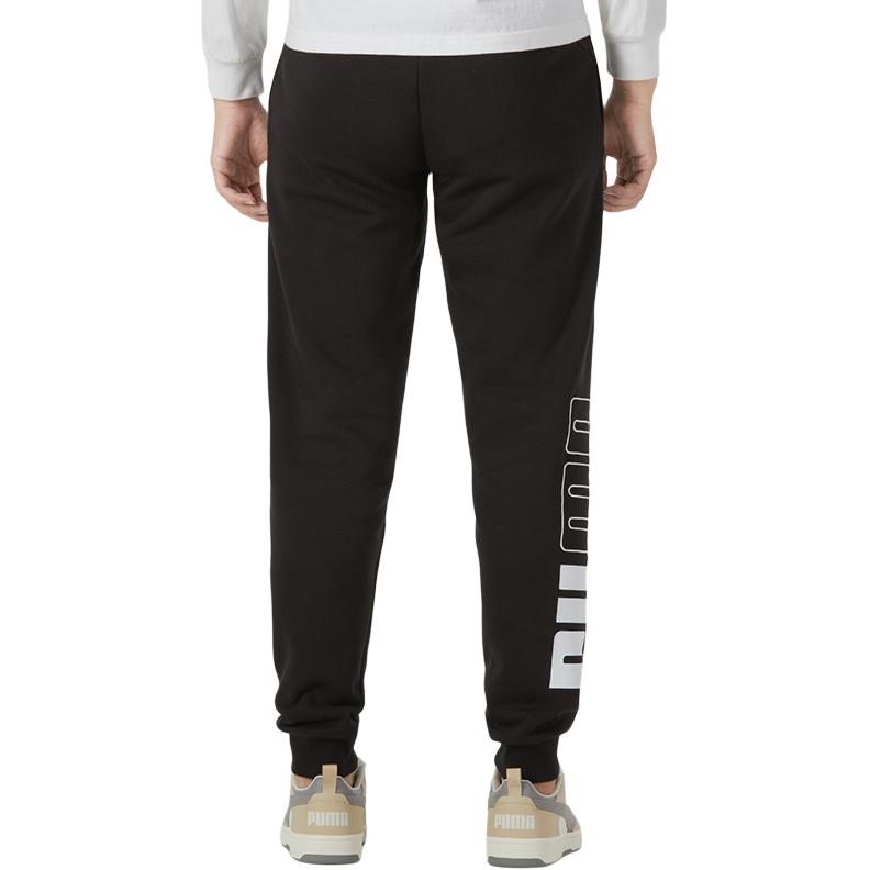 Puma Side Letter Print Mid Waist Casual Knit Sports Pants Men Pants Black 678362-01