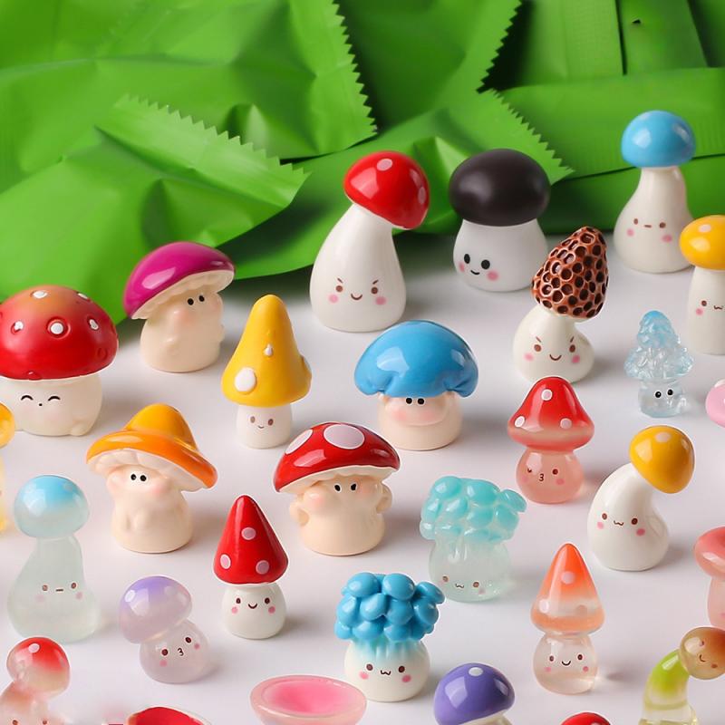 PIOK Mini Elf Mushroom Blind Bag Miniature Figurine Micro Landscape Decor Creative Toy Gift Desktop Ornament For Kids Collectors