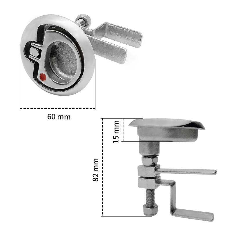 Boat Handle Flush Mount Stainless Steel Hatch Latch Lift Handle Turning Lock Marine Hardware 64mm