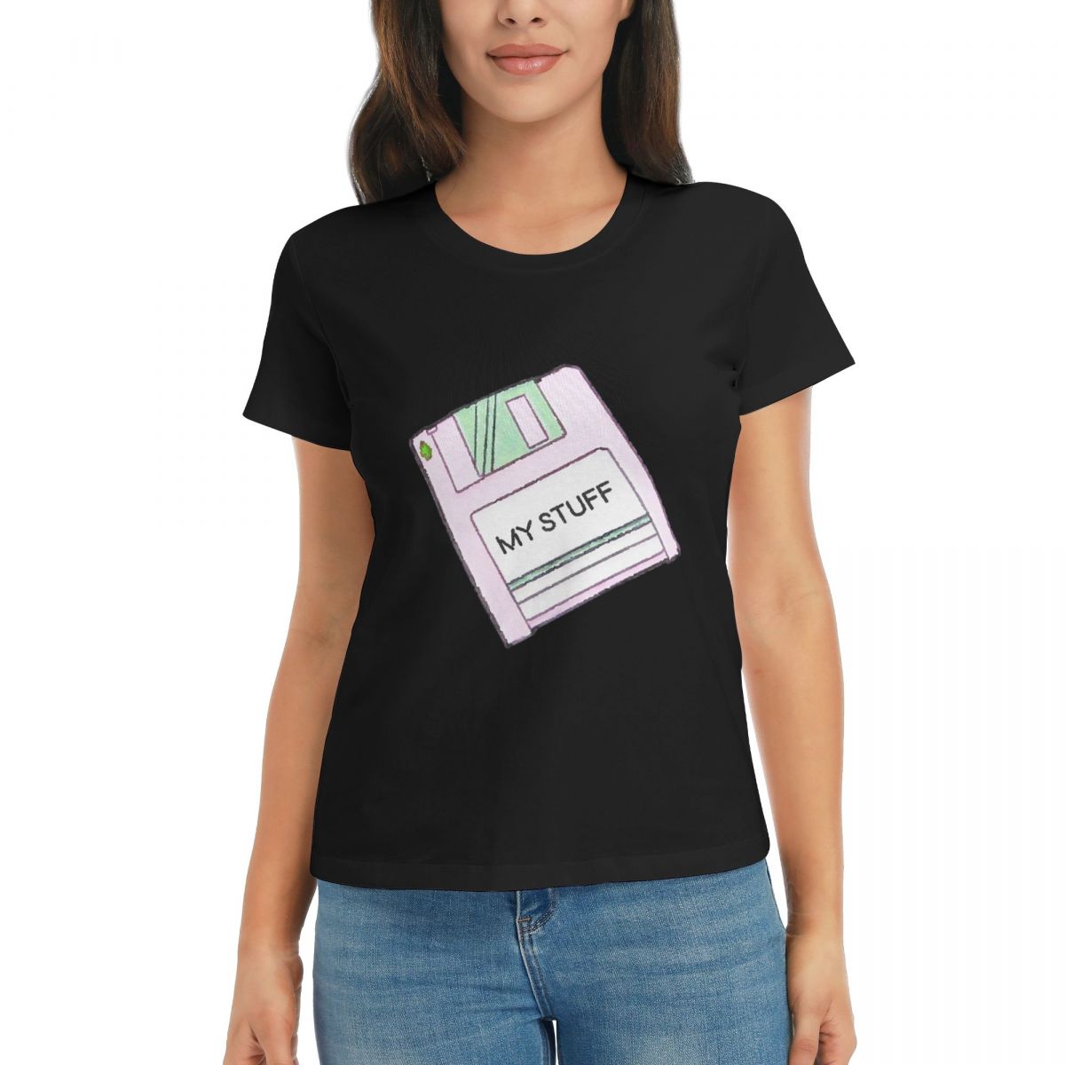 

Women TShirt My Stuff Floppy Disk Summer Short Sleeve Tees Round Neck Cotton T Shirts Clothes Tops Streetwear 4XL