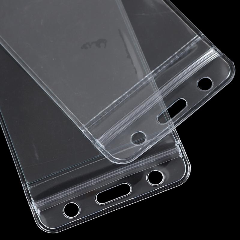 10Pcs Vertical Transparent Vinyl Plastic Clear Id Card Badge Holder