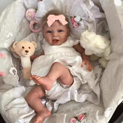 22 Inch Soft Cotton Cloth Body Reborn Doll Hani So Truly Like Newborn Rebirth Doll Lifelike Blood Vein Visible Imitation Baby Doll Kid's Holiday Gifts