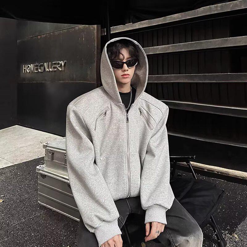 Men's Retro 3D Deconstructed Hooded Cardigan: Autumn/Winter Cleanfit Jacket