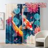2pcs, 2D FLAT PRINTING Curtains (Without Rod) Koi Harmony Popular Curtain Fabric Versatile Fabric Curtains Room Decor Use for