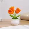2 Pcs Knitting Crochet Bell Orchid Flowers Potted Plants for Wife Girlfriend and Women, Handmade Flowers for Car Decoration Home Decoration