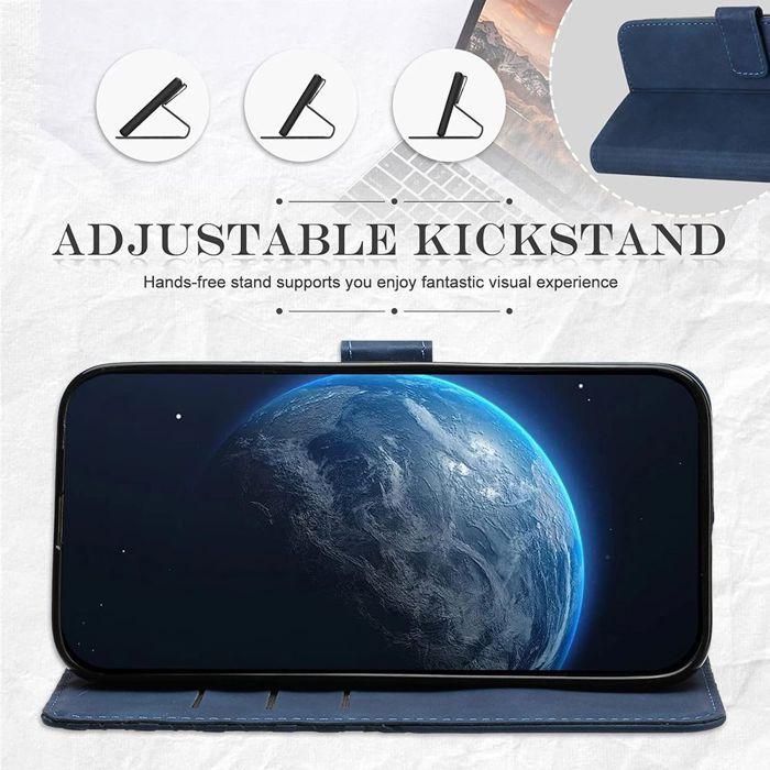 Coque de Téléphone - BOOLING - pour Samsung Galaxy A17 4G/5G - Effet Cuir Bicolore Bleu - Antichoc - 2 Vitres