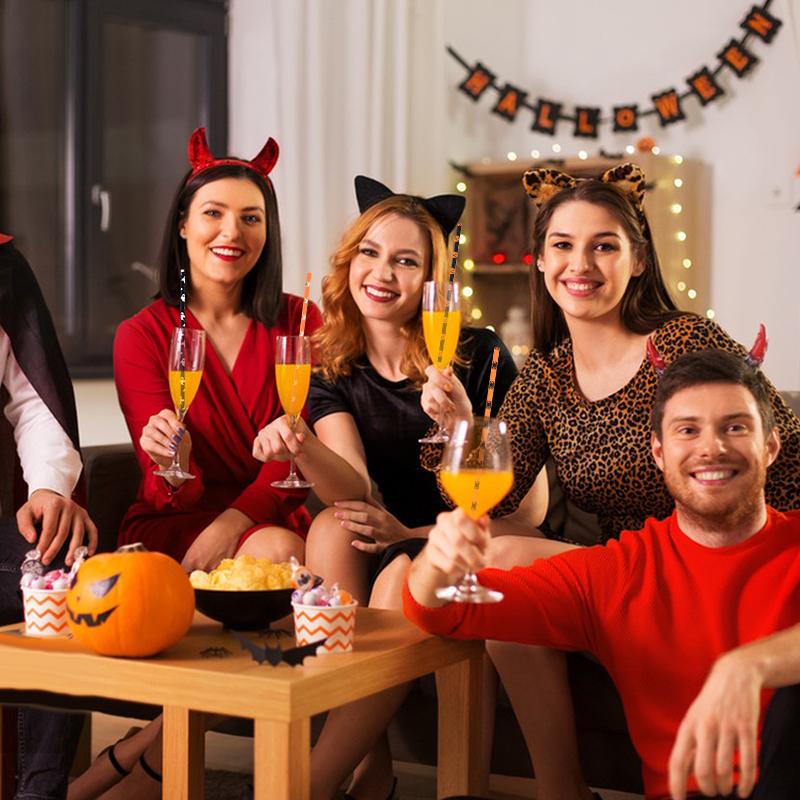 50 Stück Halloween Papier Trinkhalme Kürbis Spinne Geist Muster Gemischte Strohhalme Halloween Party Heimbar Dekoration Zubehör