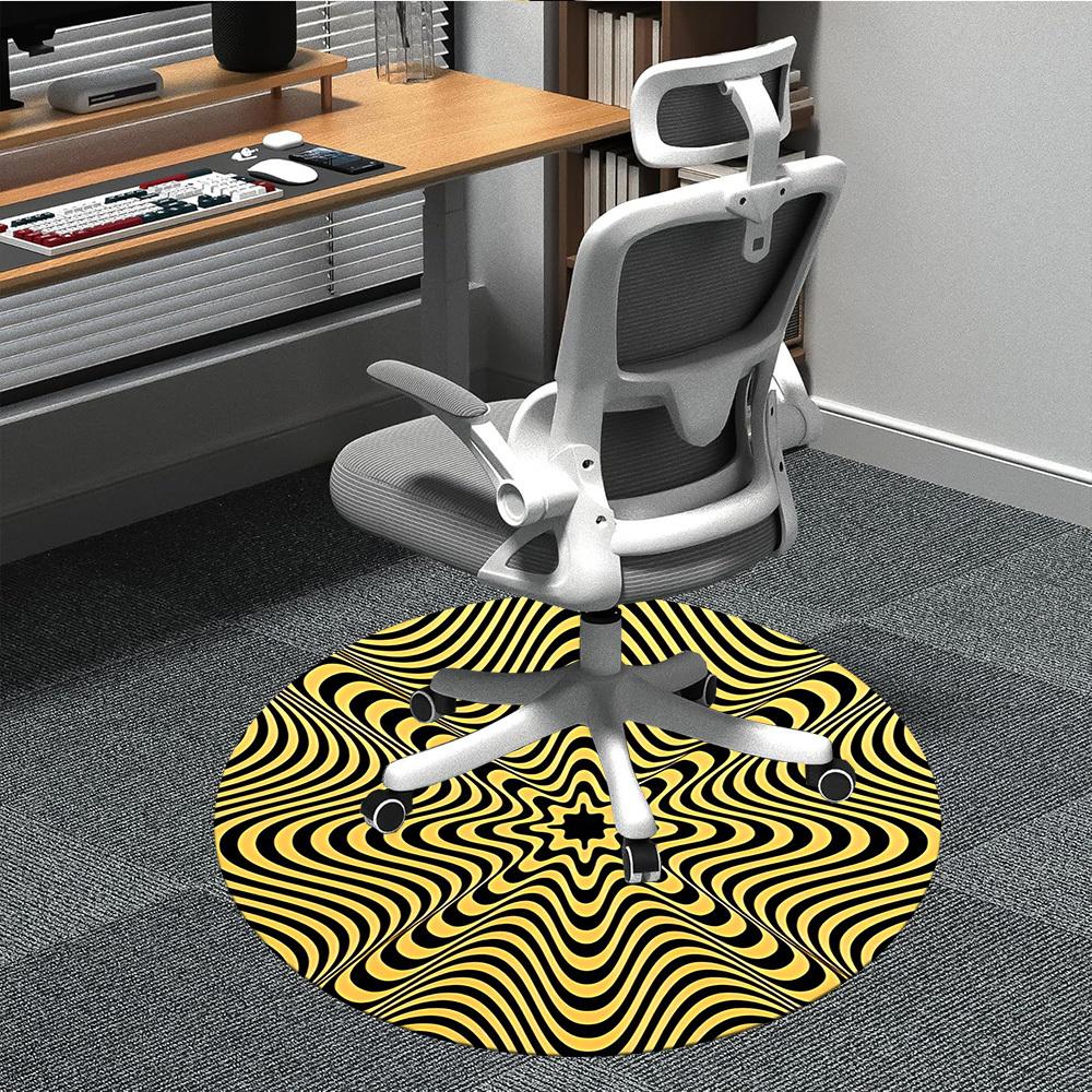 1pc Optical Illusion Waves Office Round Area Rug,  Mat Suitable ForOffice, Under Office Chairs Bedroom Living Room Home Decor, Room Deco