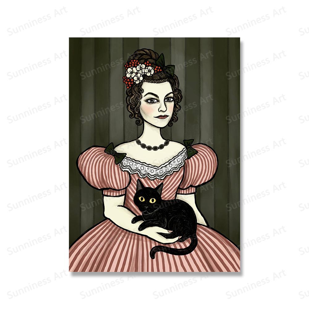 Vintage Funny Holy Mother of Cats Poster Abstract Animal Art Print Canvas Painting Witch Wall Picture for Living Room Home Decor