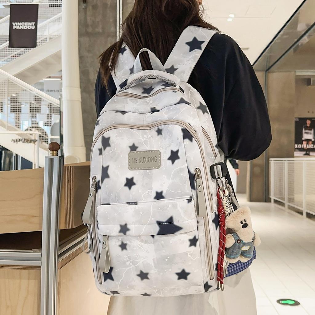 Schoolbag Star School Bag for Women New Korean Style Harajuku Large Capacity Backpack INS Cute Academy Girl High School Backpack