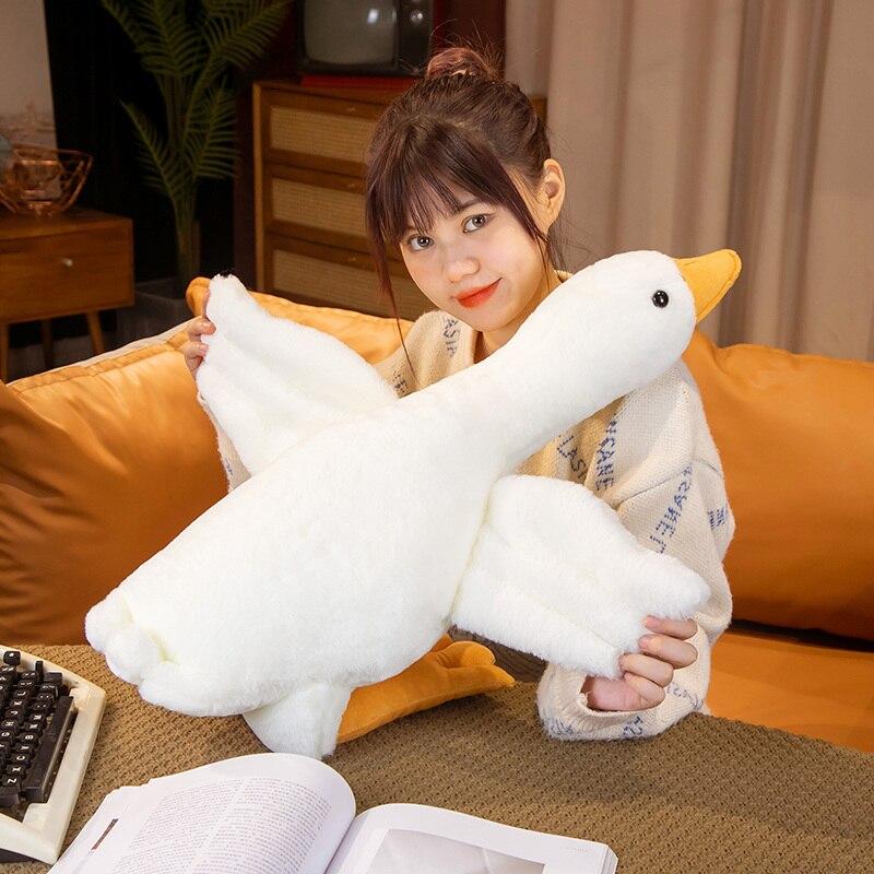 Kawaii Big Goose Pluszowe Zabawki Ładna Biała Kaczka Pluszowa Poduszka Wypchana Miękka Poduszka Zwierzęca Komfort Towarzysz Lalki dla Dzieci Dziecko