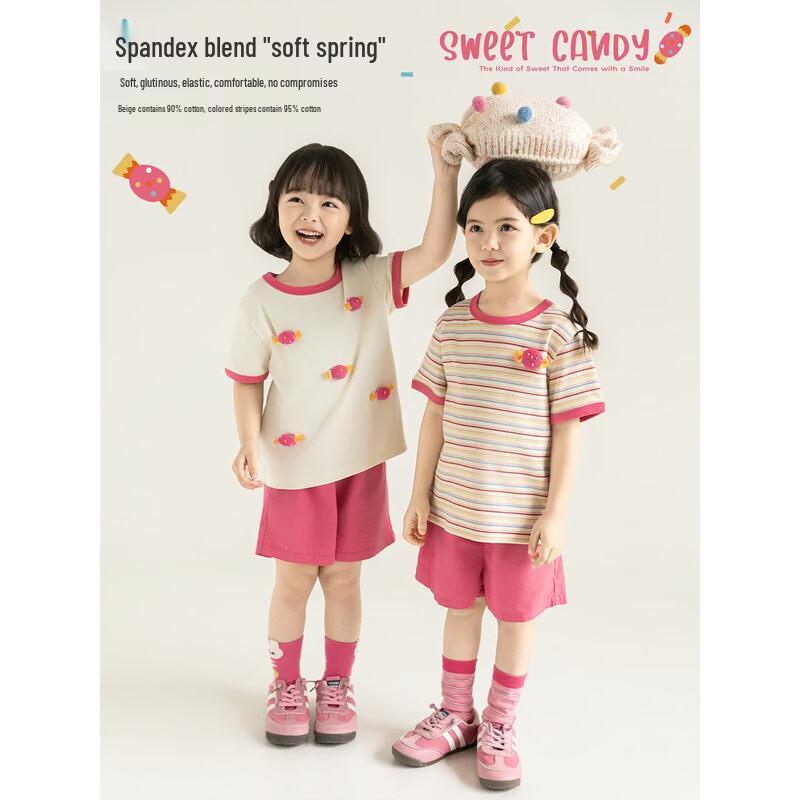 Youyou Girls' Summer Color Block Stripe Short Sleeve T-Shirt
