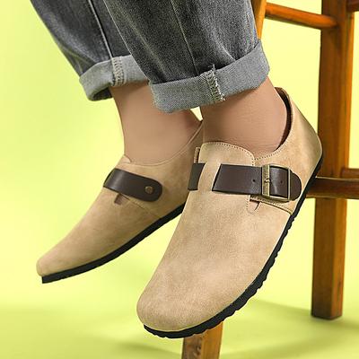 Casual Shoes For Men Women Soft Wooden Sole Breathable Leather Upper Shoe Fashion Arch Suede Sandals Retro Cork Clogs Size 45
