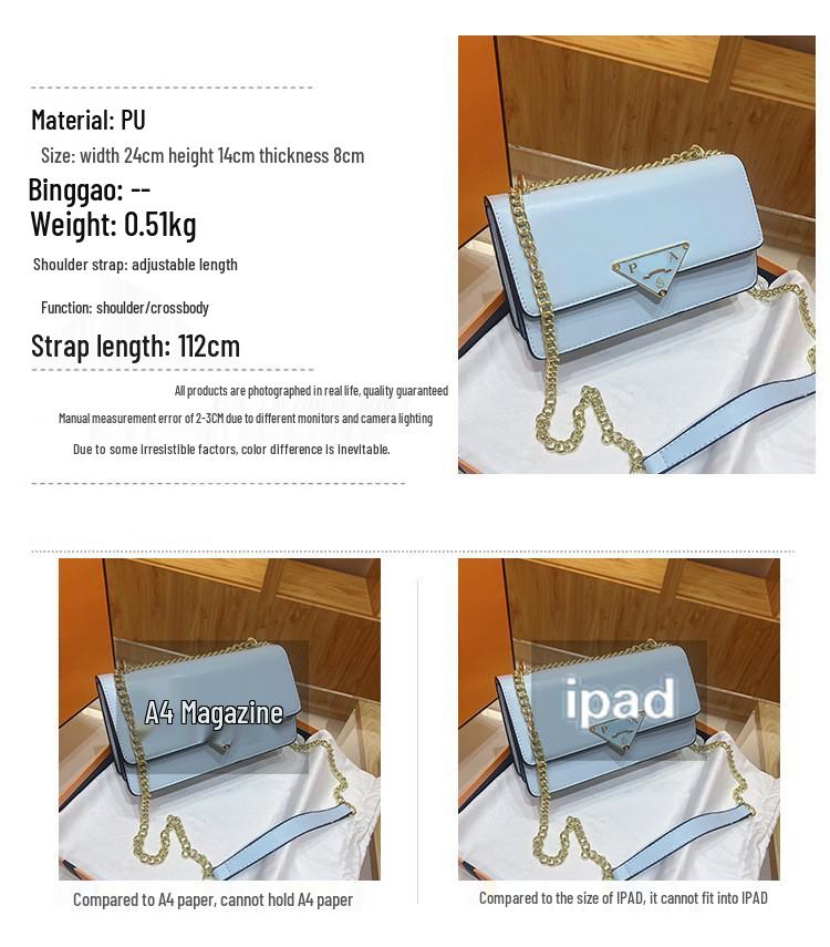 Geantă crossbody pătrată mică cu lanț de culoare uni - Geantă de umăr de mână simplă, versatilă și la modă în stil coreean pentru femei