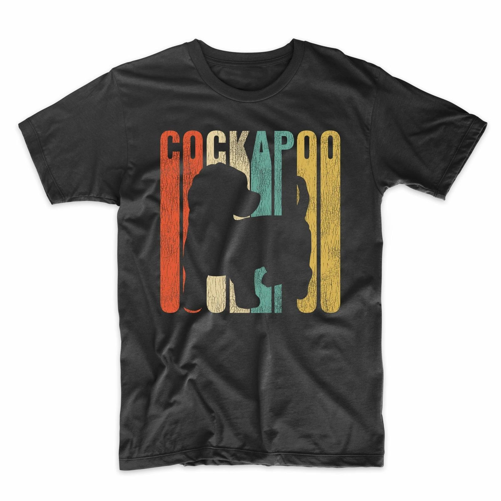 Retro 1970 s Style Cockapoo Dog Silhouette Cracked Distressed T-Shirt XL