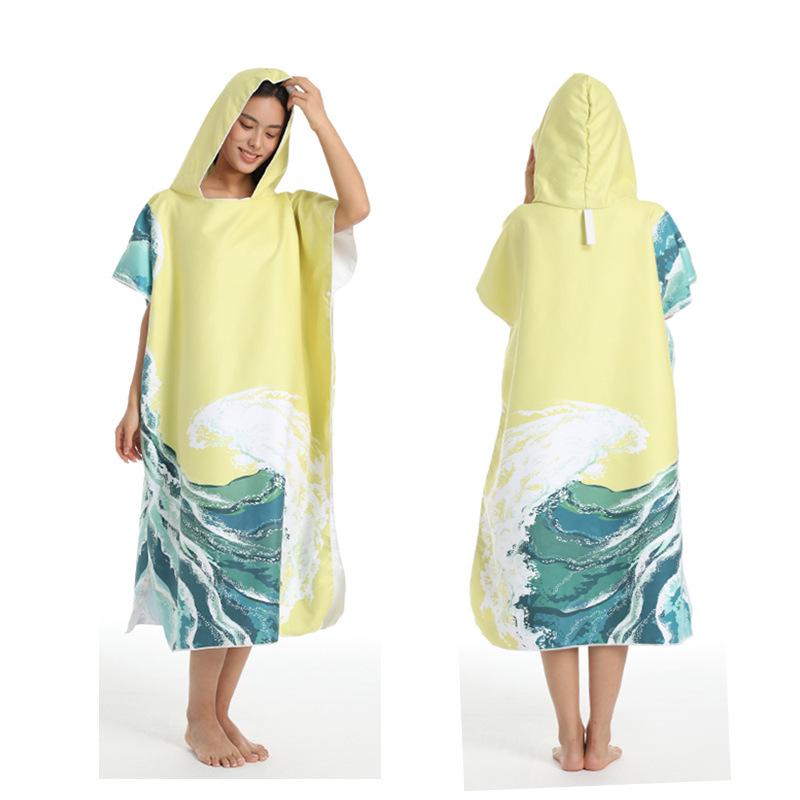 2025 Quick-Dry Hooded Swim Poncho with Zipper - Portable Bathrobe and Beach Towel