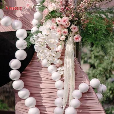 White Foam Round Ball String Ornaments for Wedding Décor and Art Installations