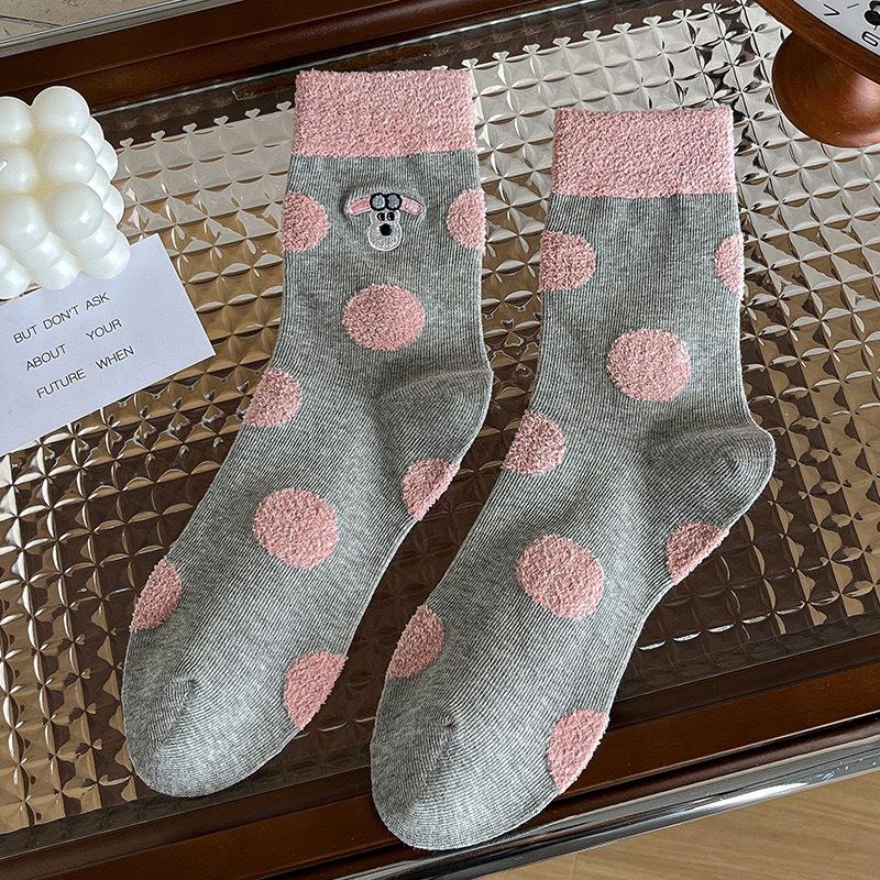 Female Autumn and Winter New Stereo Dot Lovely Cartoon All Match In Tube Socks
