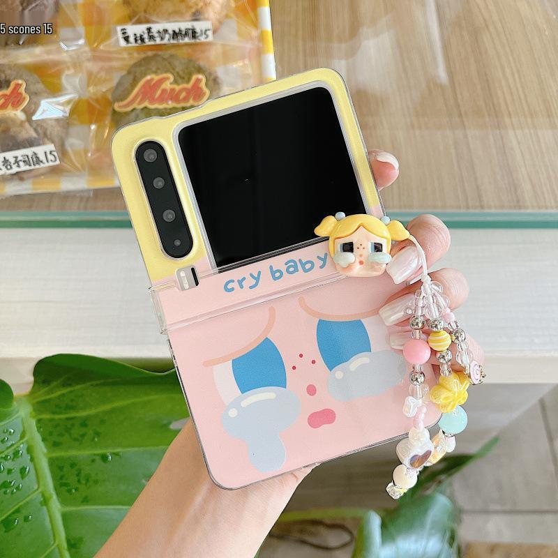 3D Cartoon Yellow Hair Anti-Fall Folding Case for Huawei/Xiaomi MIX Flip 2nd Gen