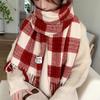 Scarf women's winter new plaid Christmas red student versatile warm thickened scarf shawl advanced sense