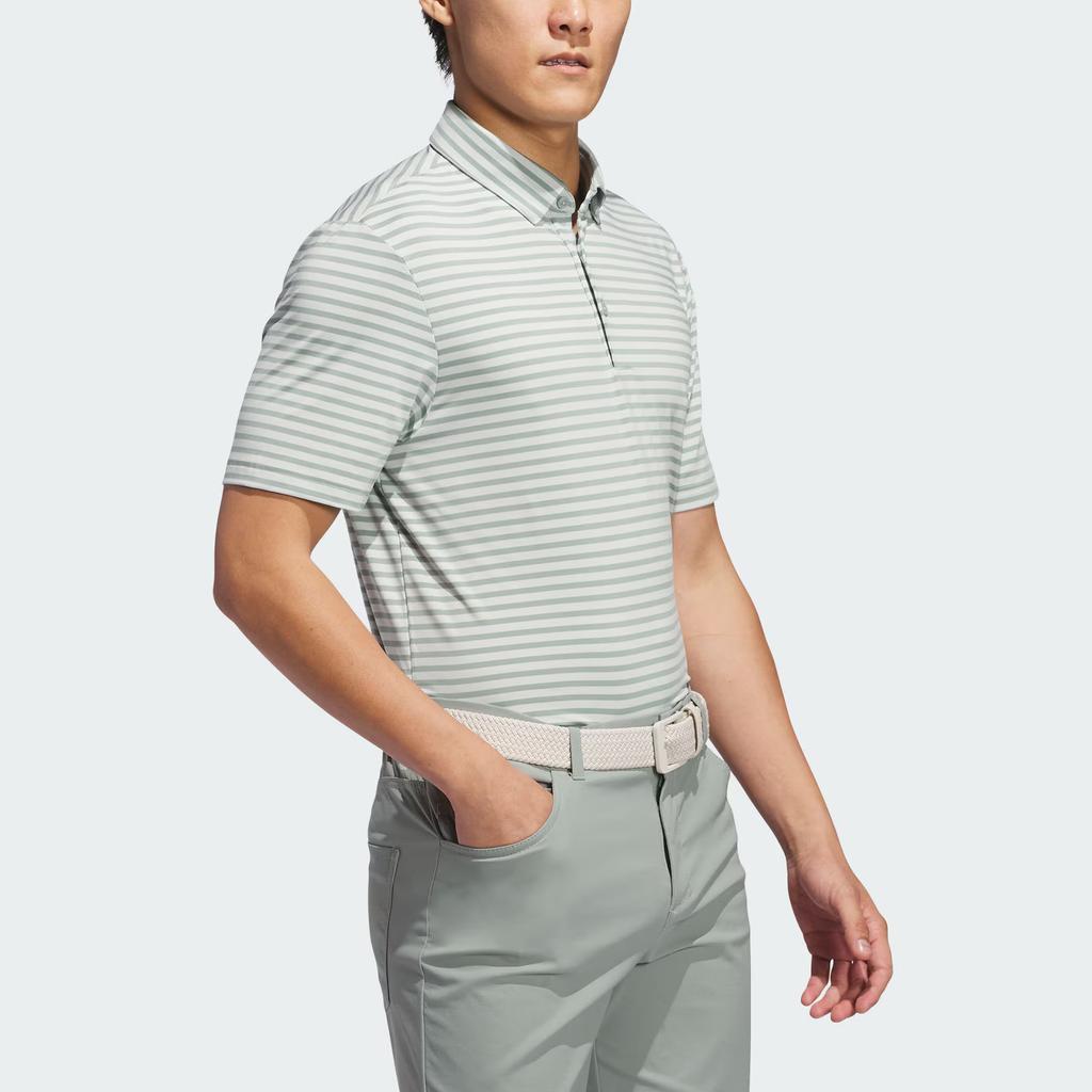 Adidas Ultimate365 Stripe Polo Shirt Golf Men Polo Shirt Silver-Grey-Green Miracle-Silver JF8999